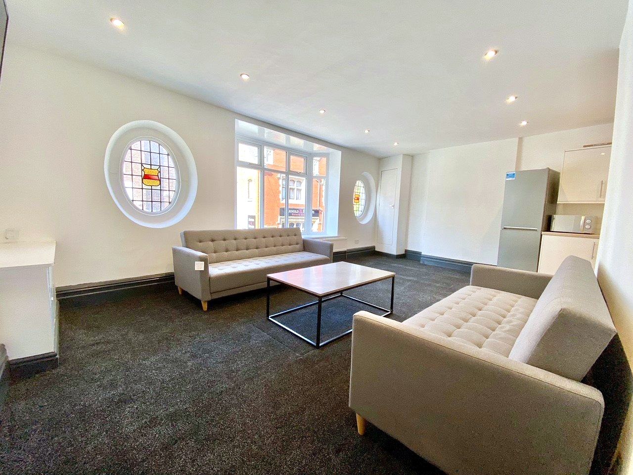Bright open-plan lounge at 36a Church Street